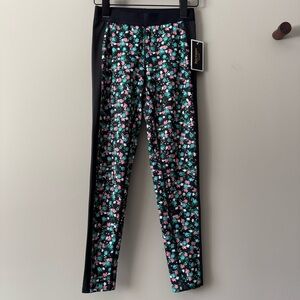 JUICY COUTURE BLACK LABEL KNIT COMPRESSION LEGGING XS BLACK ENCHANTED FLORAL